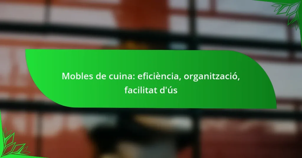 Mobles de cuina: eficiència, organització, facilitat d’ús