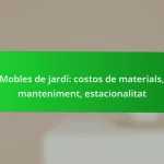 Mobles de jardí: costos de materials, manteniment, estacionalitat