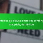 Mobles de lectura: costos de confort, materials, durabilitat