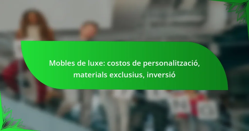 Mobles de luxe: costos de personalització, materials exclusius, inversió