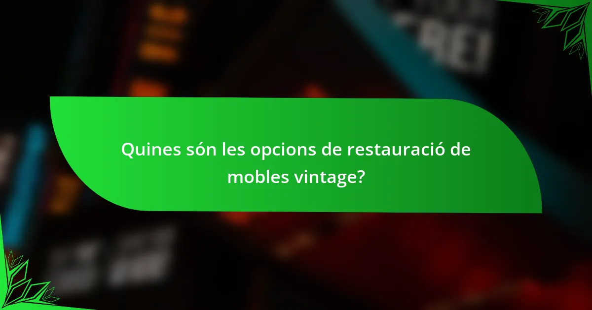 Quines són les opcions de restauració de mobles vintage?