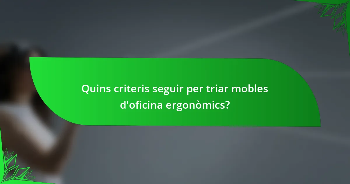 Quins criteris seguir per triar mobles d'oficina ergonòmics?