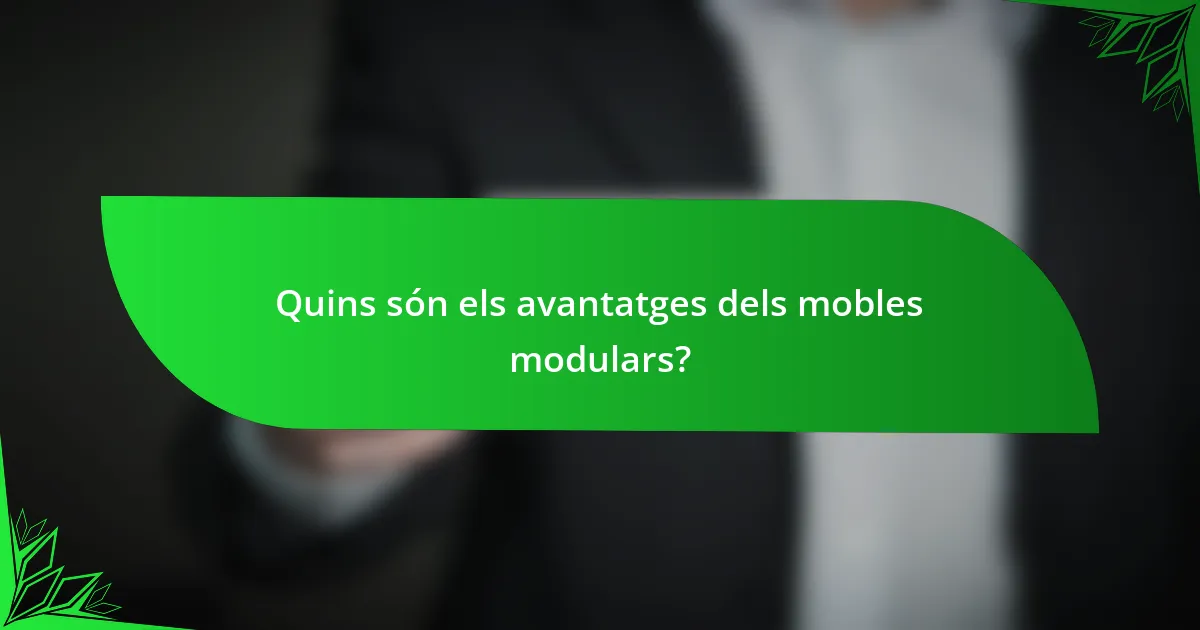 Quins són els avantatges dels mobles modulars?